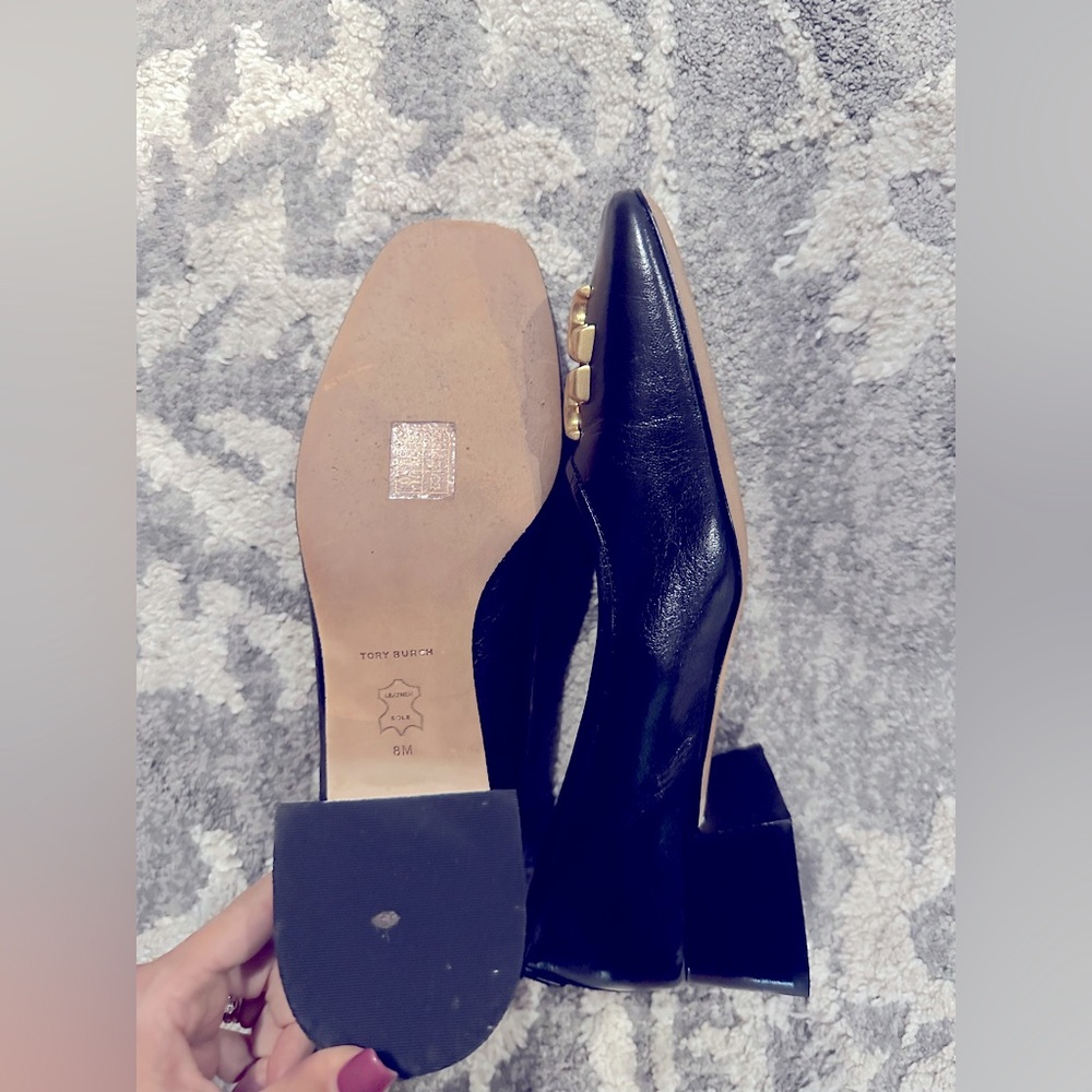 Tory Burch Eleanor 35mm Black Leather Logo
Pump Heels Shoes Womens